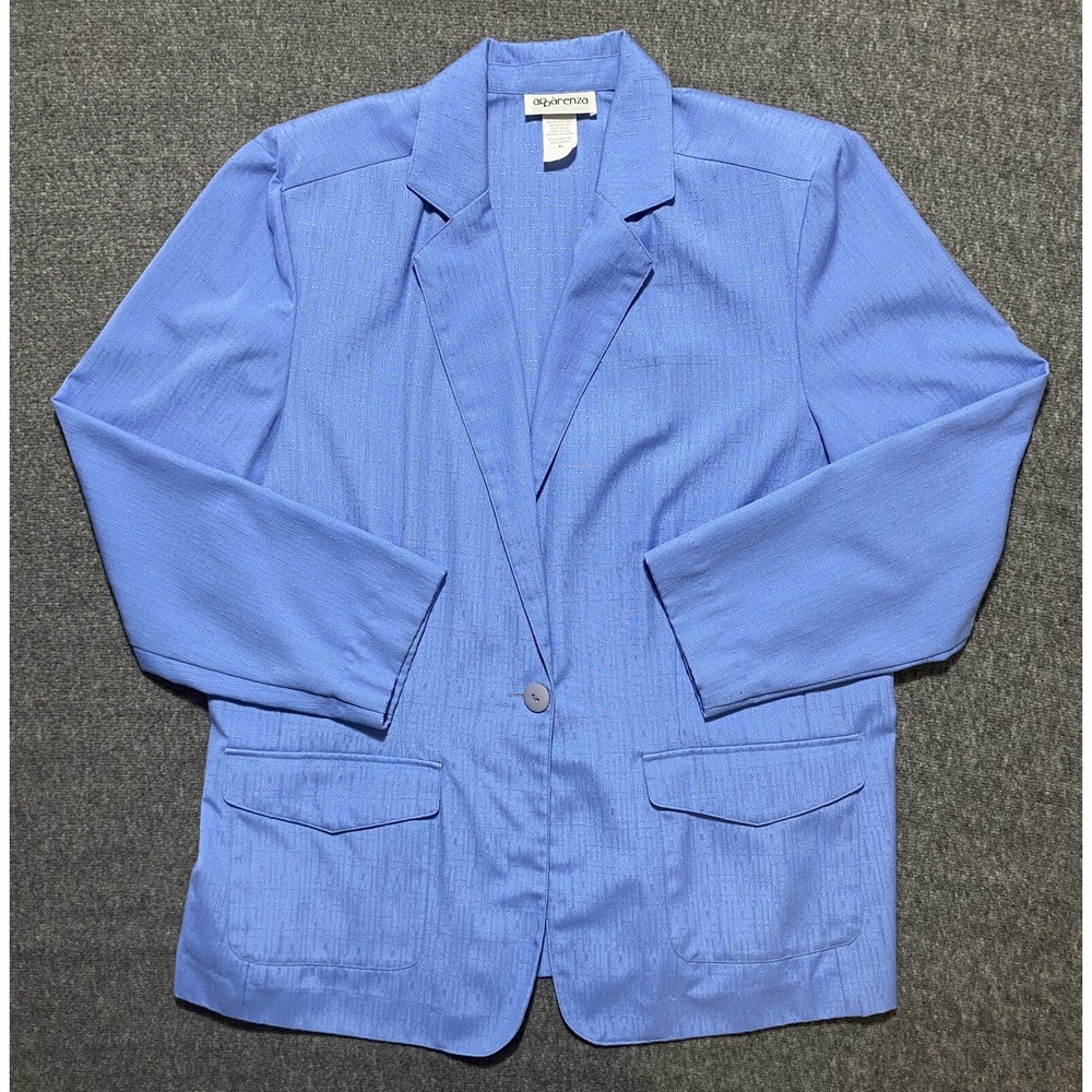 Womens Apparenza Blazer Blue Long Sleeve Single Button Up Size XL